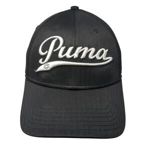 Puma Golf Snapback Cap Black One Size Adjustable Embroidered Vented Holes